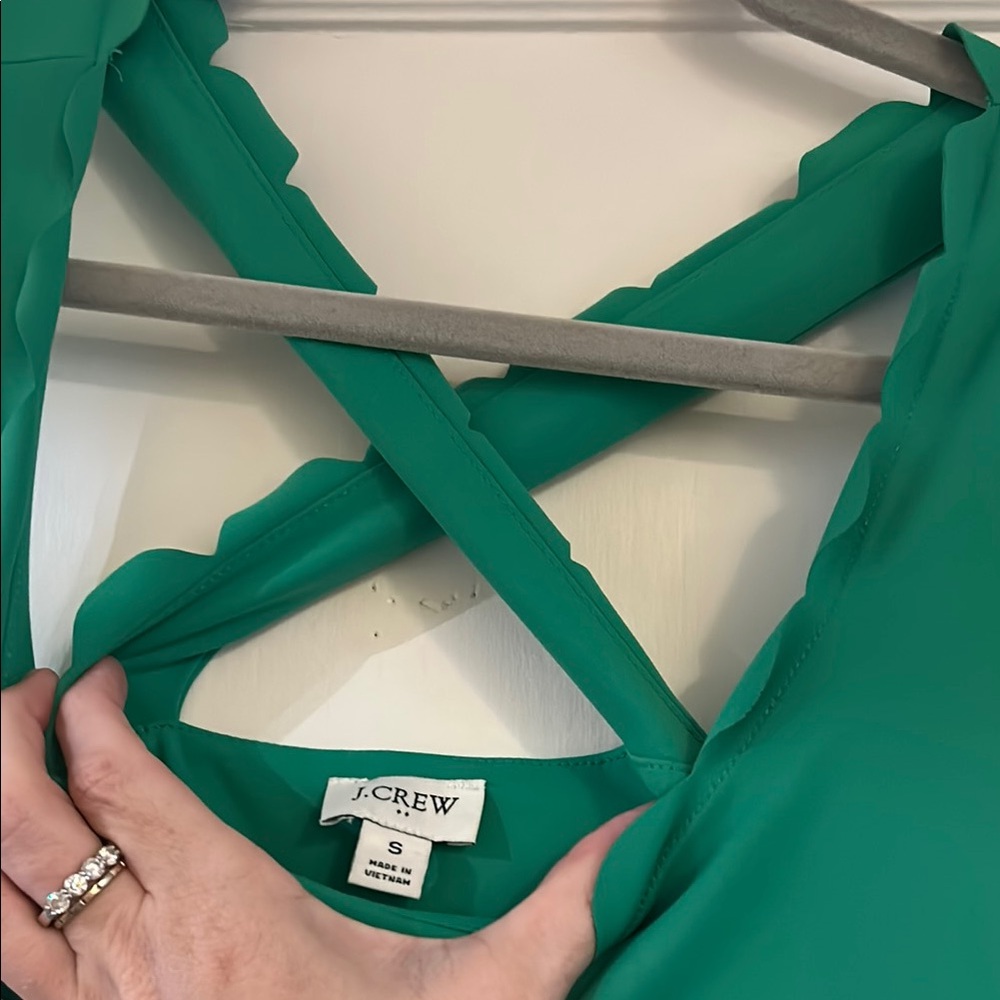 Emerald Green Scalloped Halter Mini Athletic Style Dress built in shorts - Picture 3 of 8